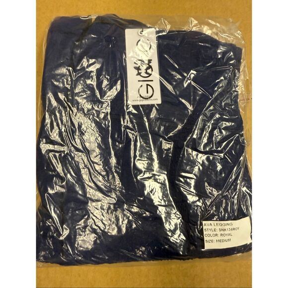 New Gigi C Ava Snakeskin High Waist Leggings M Royal Blue - Picture 2 of 4